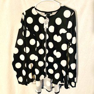 Ashley Stewart Black & White Polka Dot Blazer